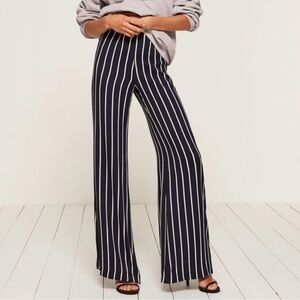 Reformation Sorrento Navy and White Striped Wide Leg Pants